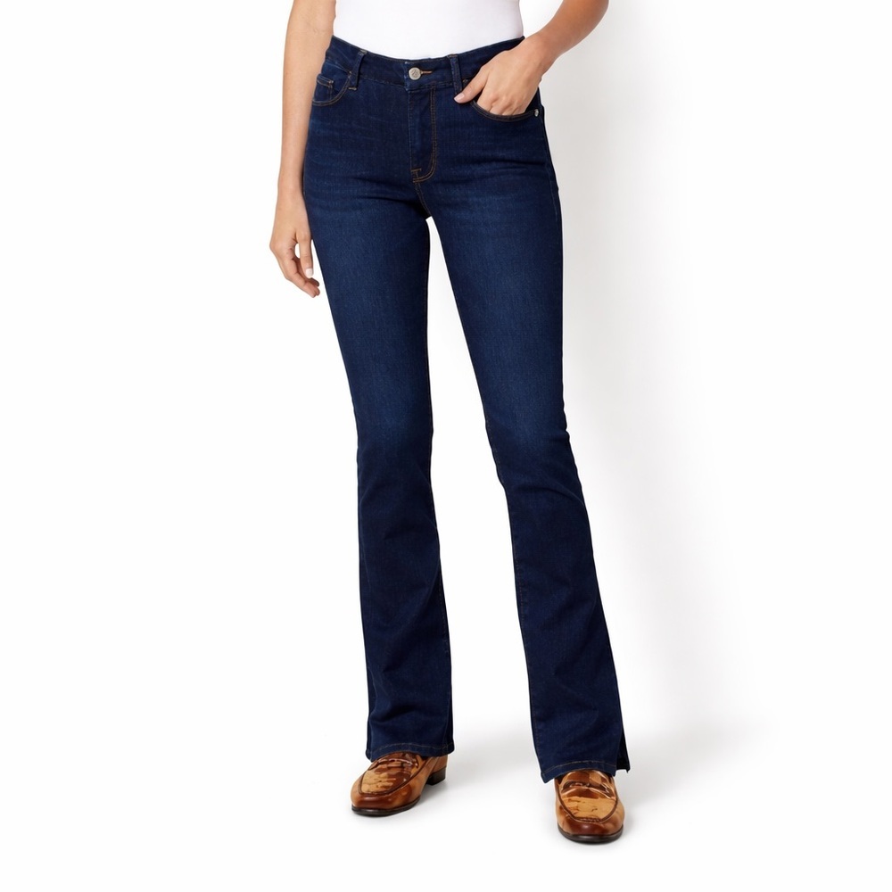 Frame 28x33 Mini Boot Jeans Mid Rise Y2K 0681 Denim Claremore Slit Blue stretch